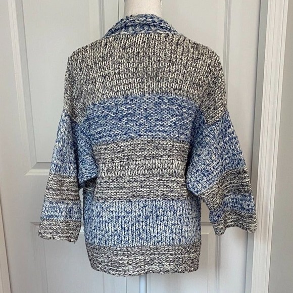 Vince Blue Grey Marled Cardigan Sweater Knit Open Front Wool Blend Striped XS/S - Picture 6 of 9